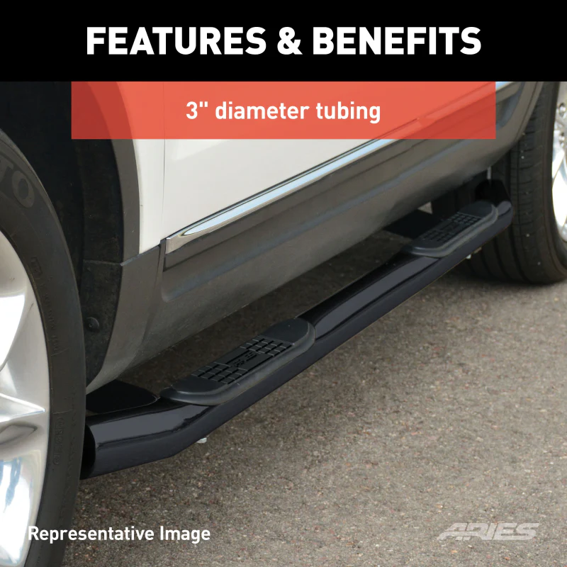 ARIES 3" Round Black Stainless Step Nerf Bars Model 214045 - Image 4