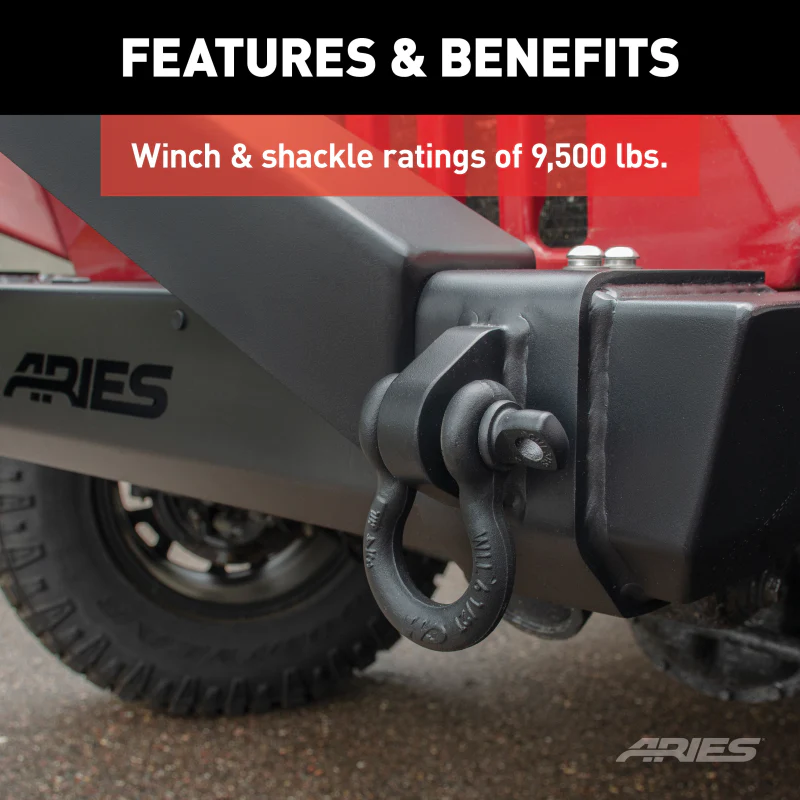 ARIES TrailCrusher Jeep Wrangler TJ Steel Front Bumper, 9.5K Model 2156001 - Image 4