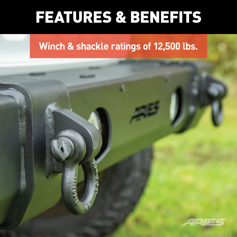 ARIES TrailCrusher Jeep Wrangler JL, Gladiator Steel Front Bumper, 12.5K Model 2156002 - Image 4