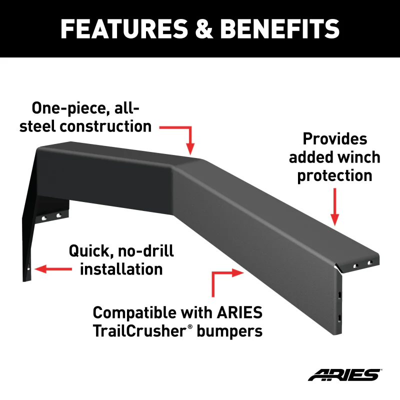 ARIES TrailCrusher Jeep Wrangler, Gladiator Steel Front Bumper Angular Brush Guard Model 2156050 - Image 3