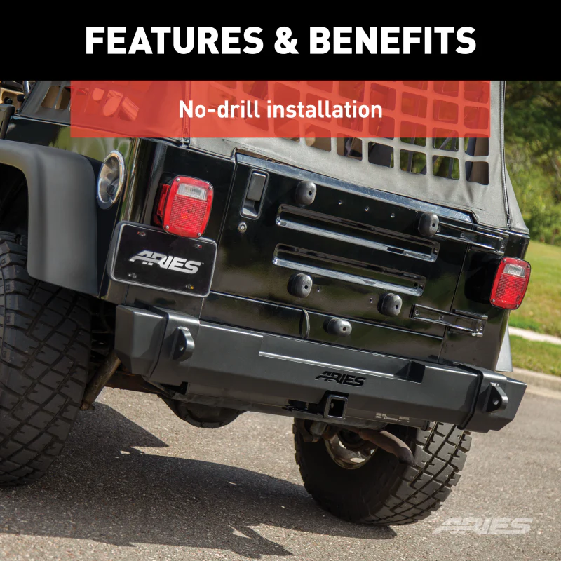 ARIES TrailCrusher Jeep Wrangler TJ Steel Rear Bumper, 9.5K Model 2157001 - Image 7