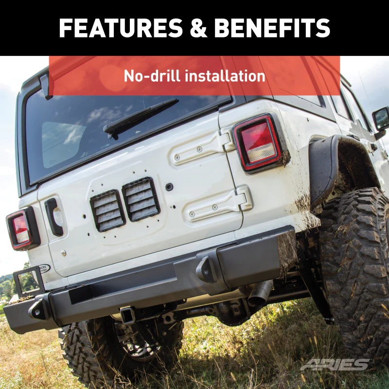 ARIES TrailCrusher Jeep Wrangler JL Steel Rear Bumper, 12.5K Model 2157002 - Image 7