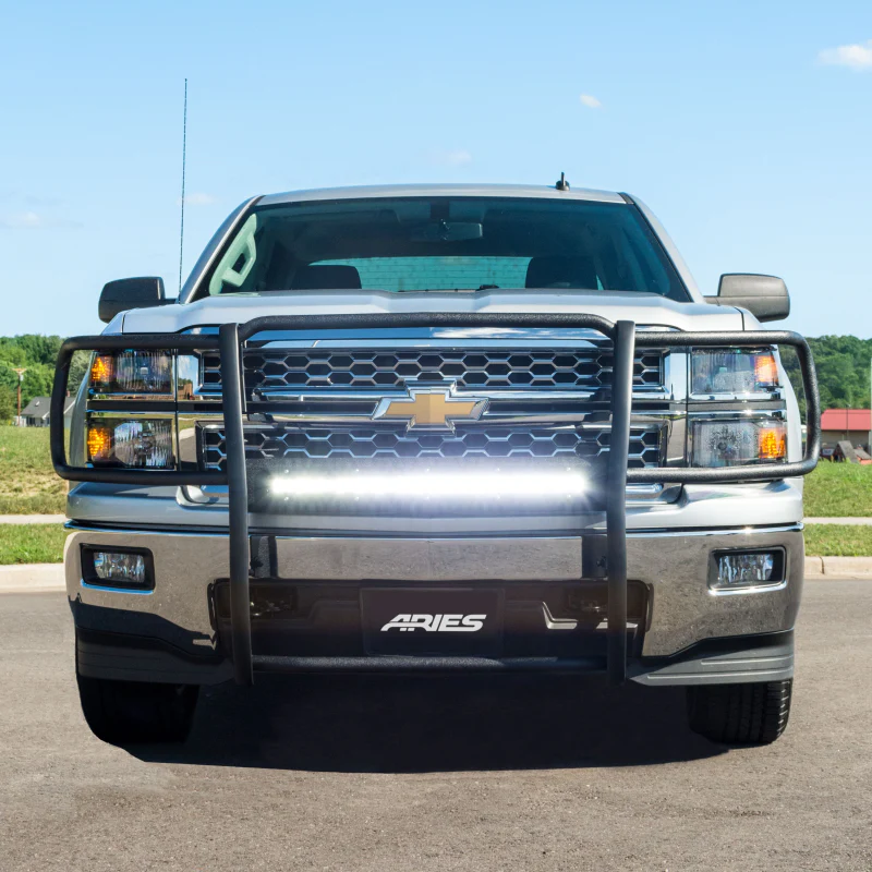 ARIES Pro Series Black Steel Grille Guard with Light Bar, Select Chevy Silverado 1500 Model 2170030 - Image 2