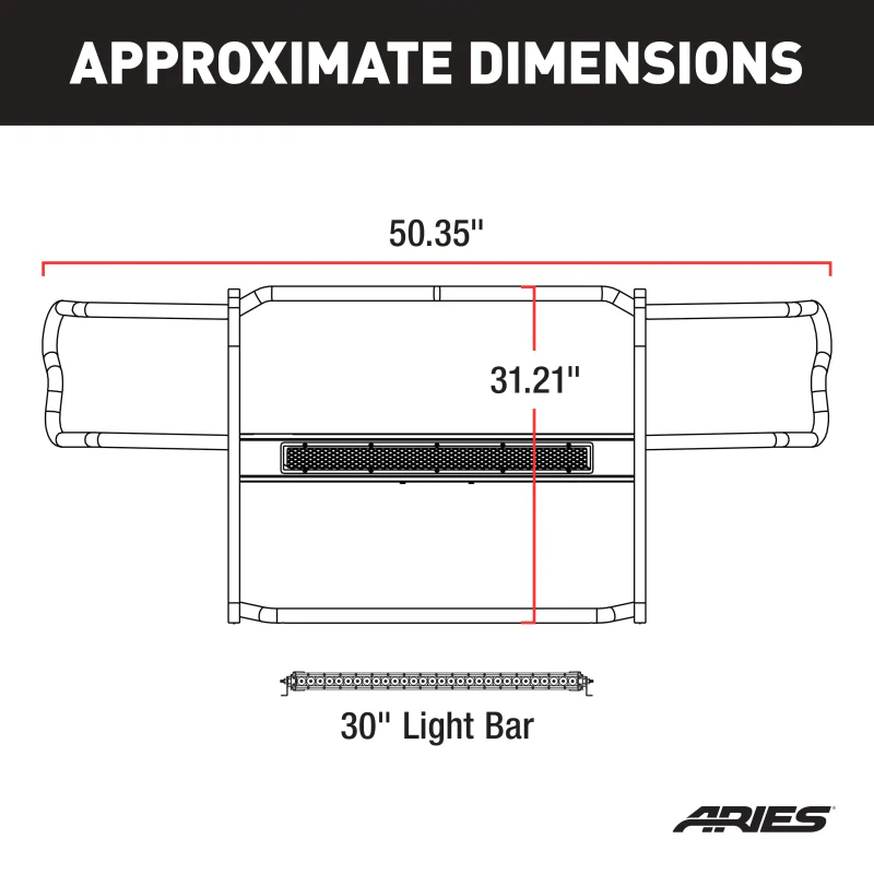 ARIES Pro Series Black Steel Grille Guard with Light Bar, Select Jeep JL, Gladiator Model 2170032 - Image 4