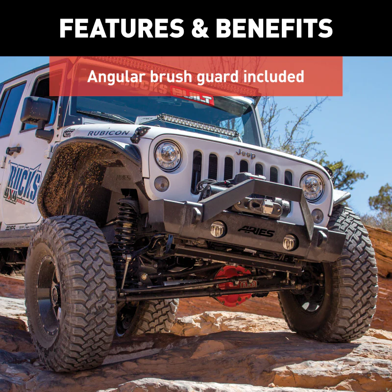 ARIES TrailCrusher Jeep Wrangler JK Steel Front Bumper with Brush Guard, 12.5K Model 2186000 - Image 6