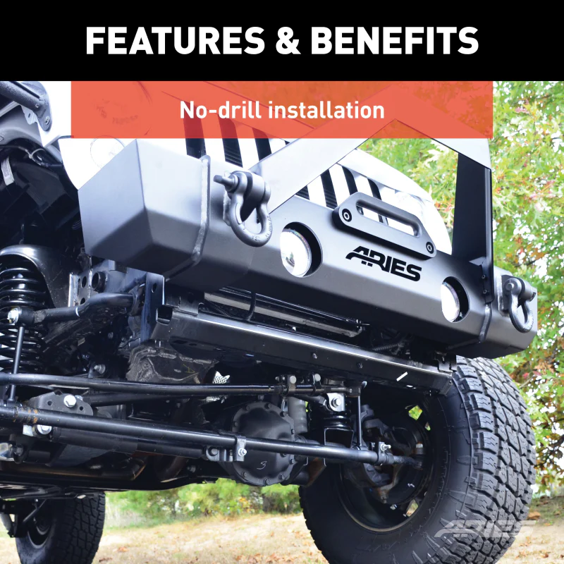 ARIES TrailCrusher Jeep Wrangler JK Steel Front Bumper with Brush Guard, 12.5K Model 2186000 - Image 7
