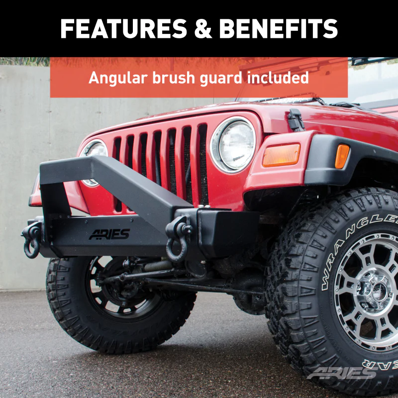 ARIES TrailCrusher Jeep Wrangler TJ Steel Front Bumper with Brush Guard, 9.5K Model 2186001 - Image 6