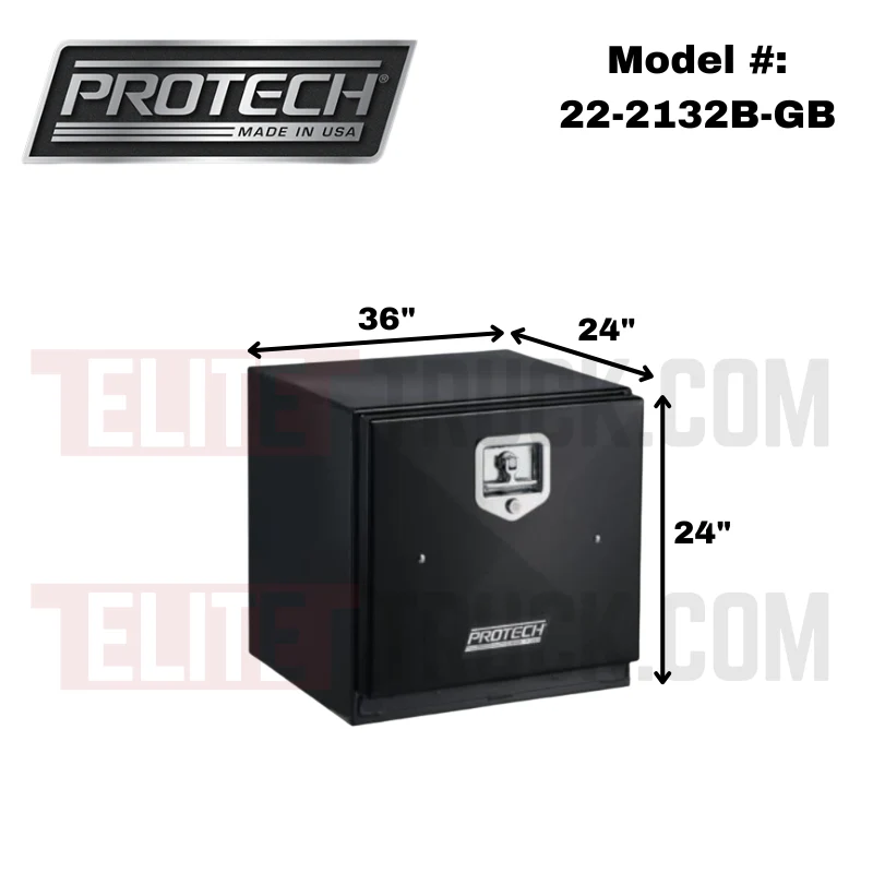 ProTech Underbody/Top Mount Box 24X24X36 w/ Single Barn Door Style Gloss Black Steel Model 22-2132B-GB - Image 2