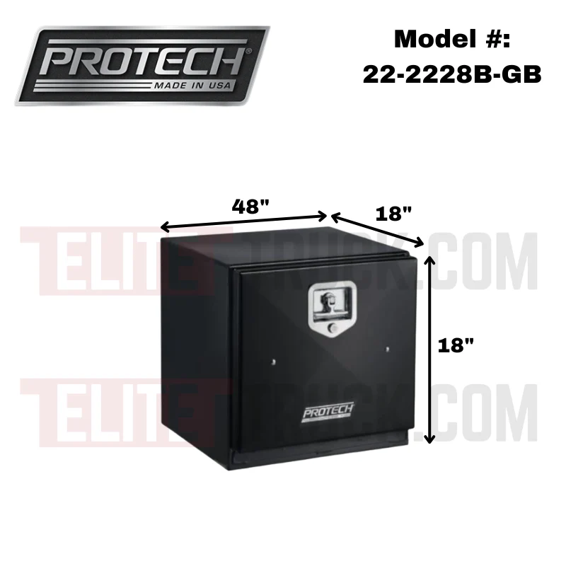 ProTech Underbody/Top Mount Box 18X18X48 w/ Single Barn Door Style Gloss Black Steel Model 22-2228B-GB - Image 2