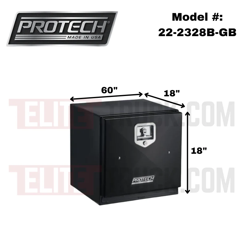 ProTech Underbody/Top Mount Box 18X18X60 w/ Single Barn Door Style Gloss Black Steel Model 22-2328B-GB - Image 2