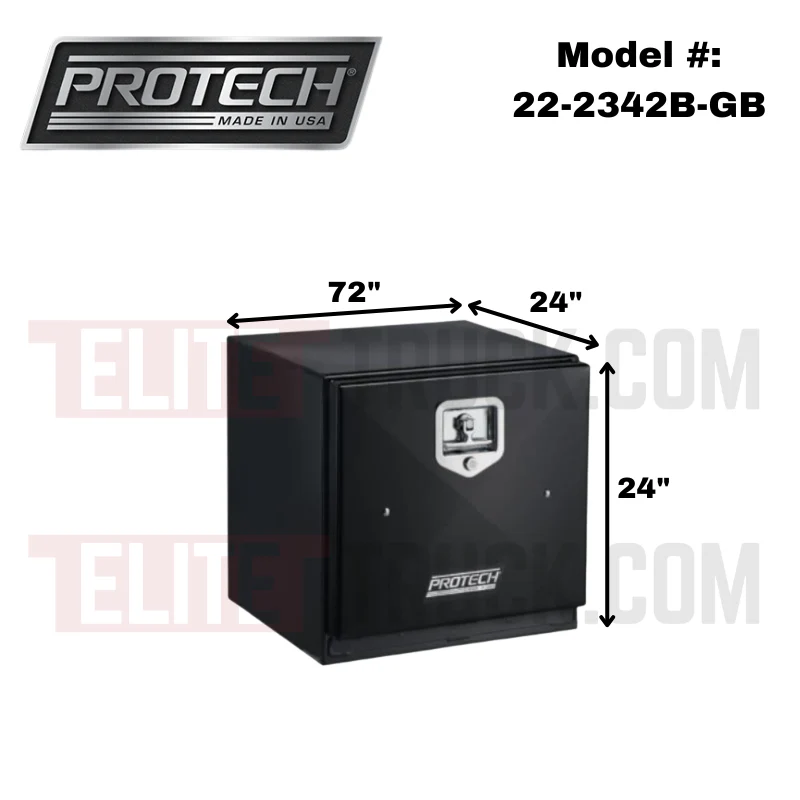 ProTech Underbody/Top Mount Box 24X24X72 w/ Single Barn Door Style Gloss Black Steel Model 22-2342B-GB - Image 2
