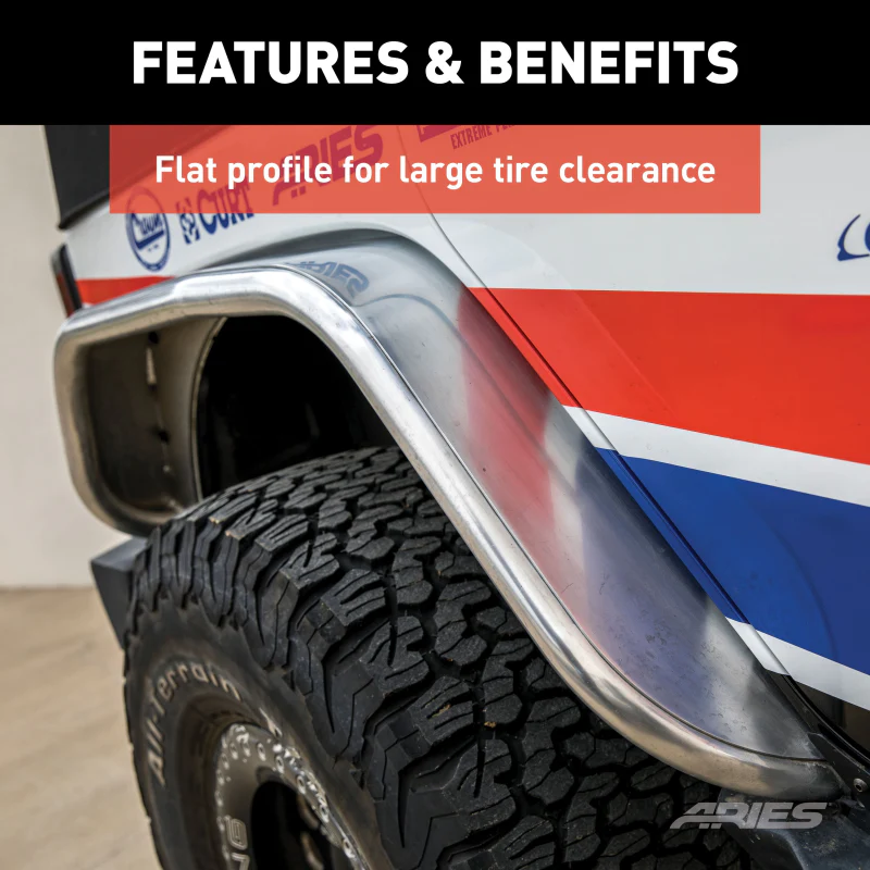 ARIES Jeep Wrangler JK Raw Aluminum Rear Fender Flares Model 2500202 - Image 4