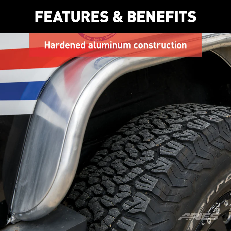 ARIES Jeep Wrangler JK Raw Aluminum Rear Fender Flares Model 2500202 - Image 6