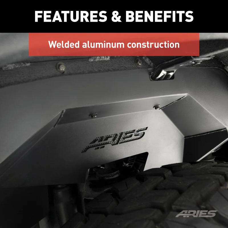 ARIES Jeep Wrangler JK Aluminum Rear Inner Fender Liners Model 2500350 - Image 5