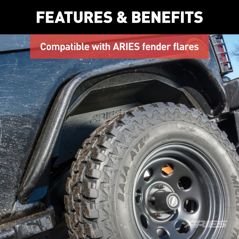 ARIES Jeep Wrangler JK Aluminum Rear Inner Fender Liners Model 2500350 - Image 6