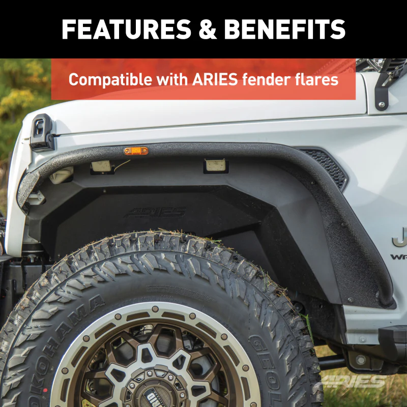 ARIES Jeep Wrangler JL Aluminum Front and Rear Inner Fender Liners Model 2500650 - Image 6
