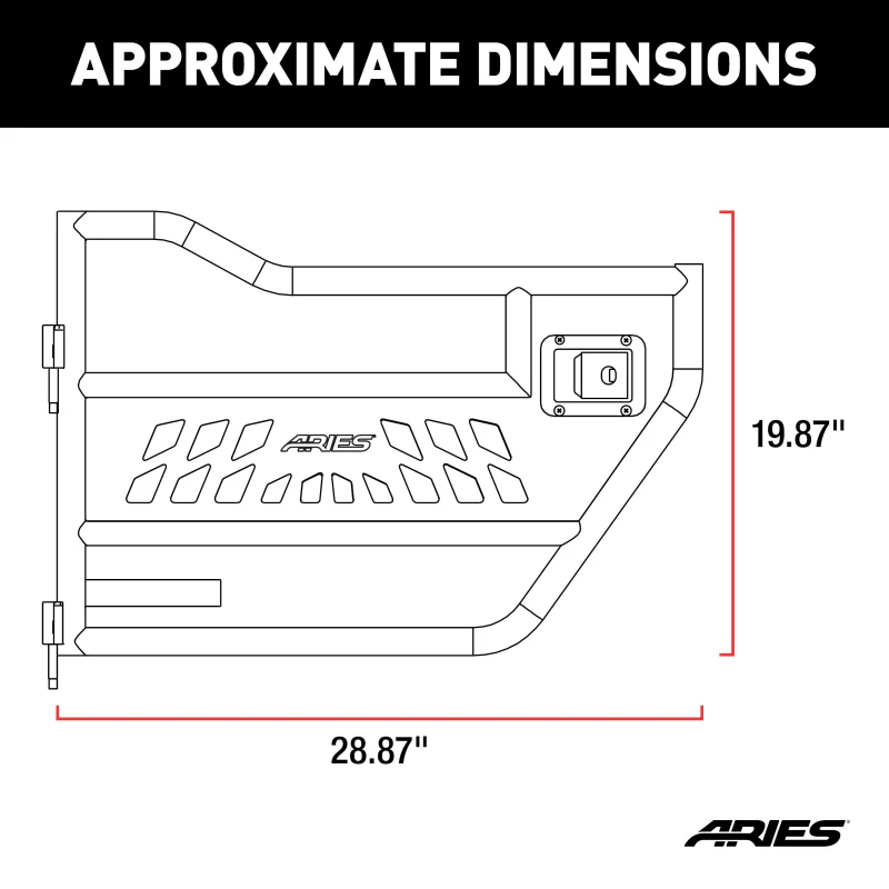 ARIES Jeep Wrangler JK Aluminum Rear Tube Doors Model 25009 - Image 2