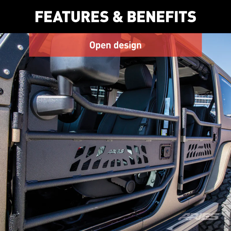 ARIES Jeep Wrangler JK Aluminum Rear Tube Doors Model 25009 - Image 4
