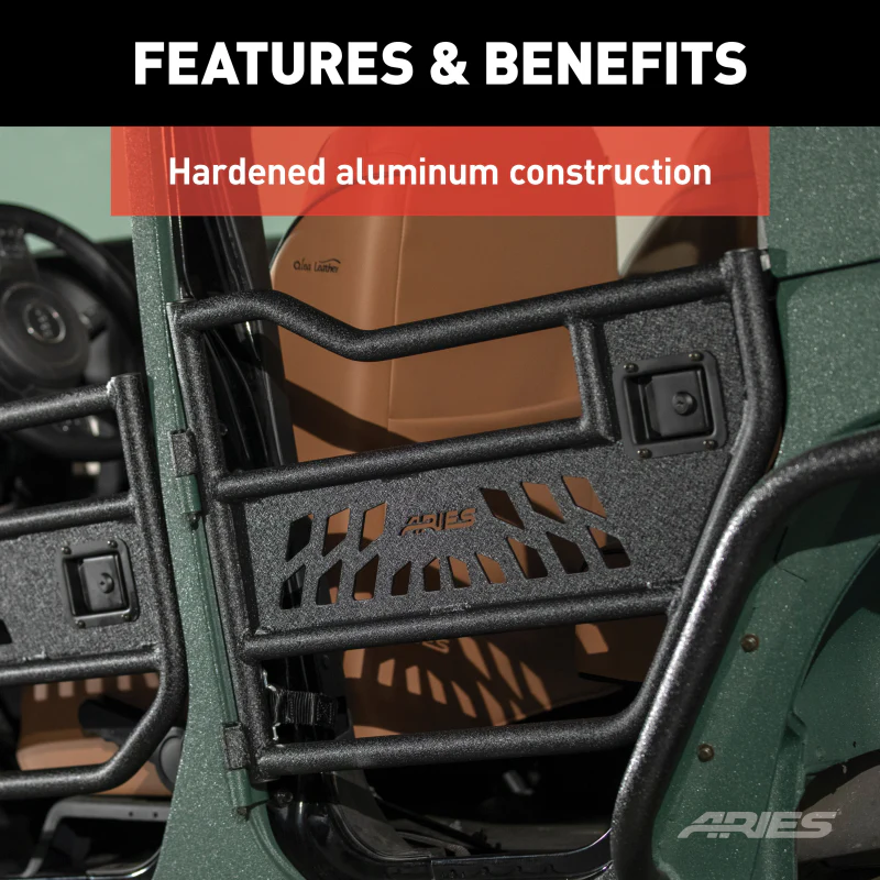 ARIES Jeep Wrangler JK Aluminum Rear Tube Doors Model 25009 - Image 6