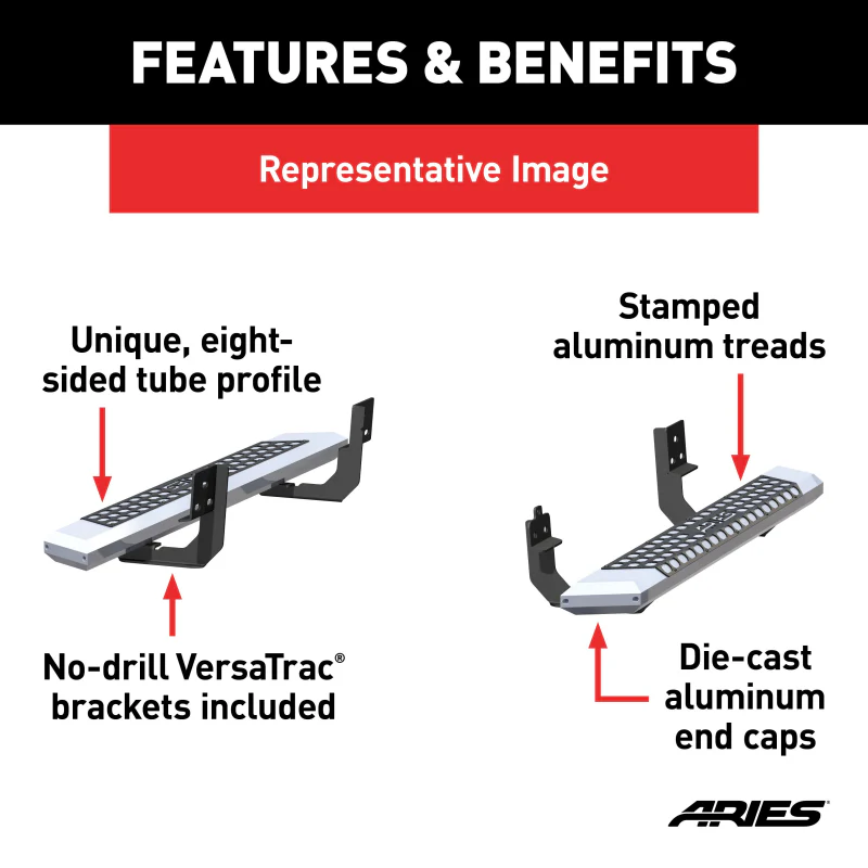 ARIES AdvantEDGE 5-1/2" x 53" Chrome Aluminum Running Boards Model 2555018 - Image 3