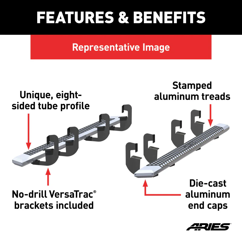 ARIES AdvantEDGE 5-1/2" x 91" Chrome Aluminum Running Boards Model 2555048 - Image 3