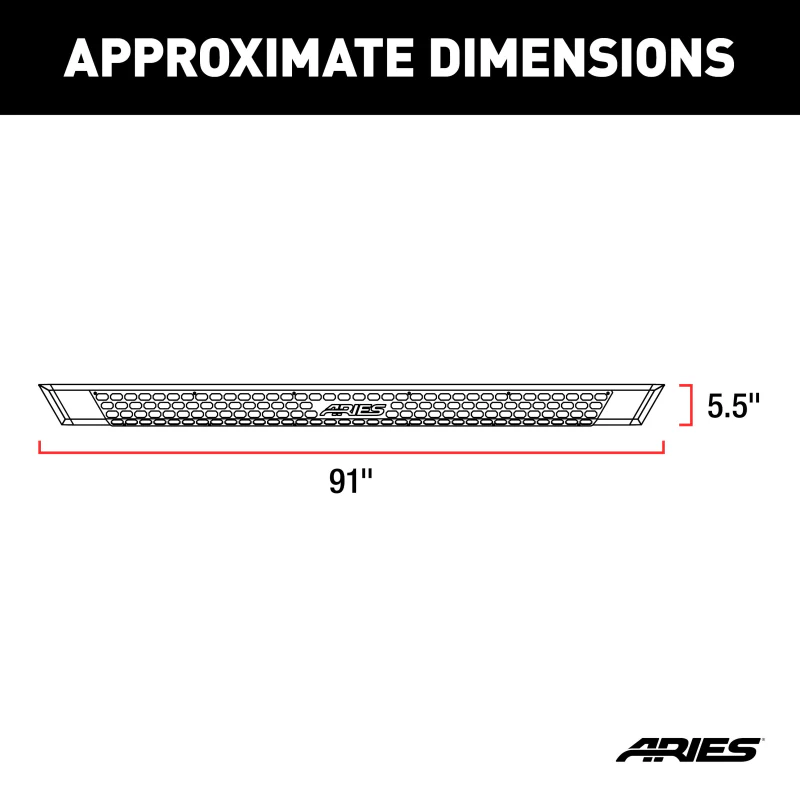 ARIES AdvantEDGE 5-1/2" x 91" Black Aluminum Running Boards Model 2556015 - Image 2