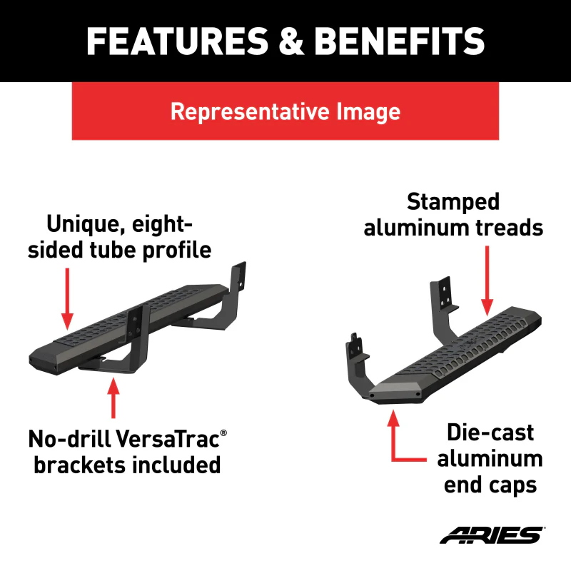 ARIES AdvantEDGE 5-1/2" x 53" Black Aluminum Running Boards Model 2556018 - Image 3