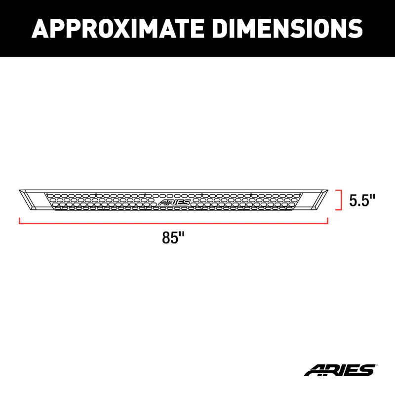 ARIES AdvantEDGE 5-1/2" x 85" Black Aluminum Running Boards Model 2556030 - Image 2