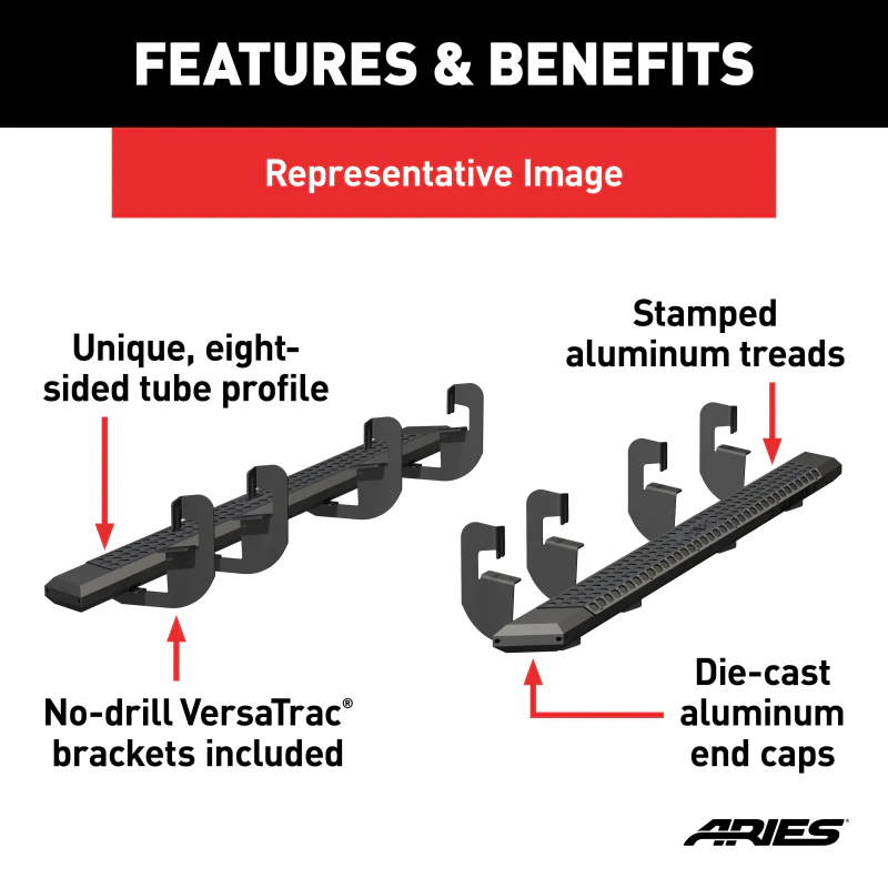 ARIES AdvantEDGE 5-1/2" x 91" Black Aluminum Running Boards Model 2556048 - Image 3