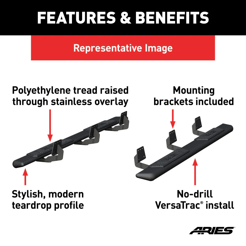 ARIES AscentStep 5-1/2" x 91" Black Steel Running Boards Model 2558007 - Image 4
