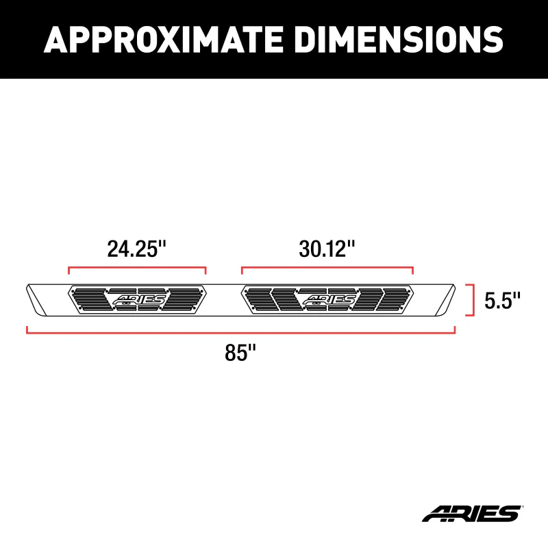 ARIES AscentStep 5-1/2" x 85" Black Steel Running Boards Model 2558042 - Image 3