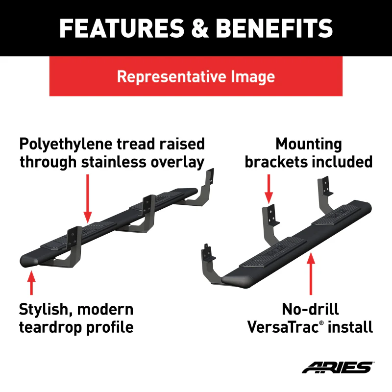 ARIES AscentStep 5-1/2" x 85" Black Steel Running Boards Model 2558044 - Image 4