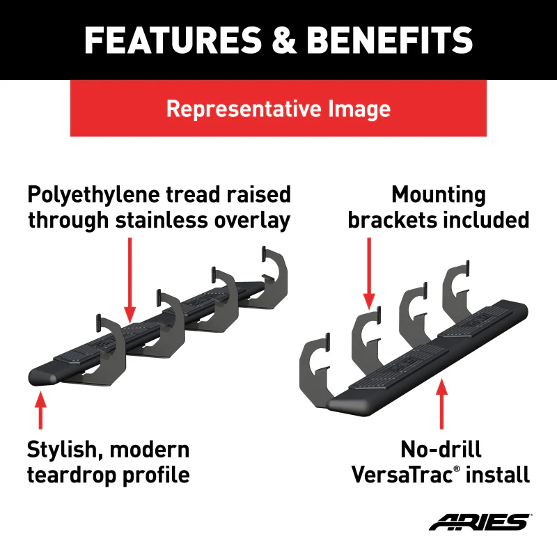 ARIES AscentStep 5-1/2" x 75" Black Steel Running Boards Model 2558053 - Image 4