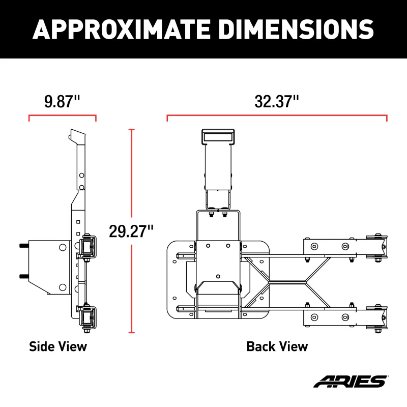 ARIES Jeep Wrangler JK Heavy-Duty Spare Tire Carrier Model 2563000 - Image 2