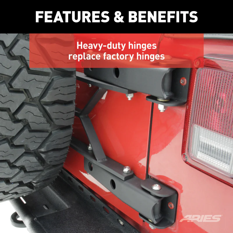 ARIES Jeep Wrangler JK Heavy-Duty Spare Tire Carrier Model 2563000 - Image 7