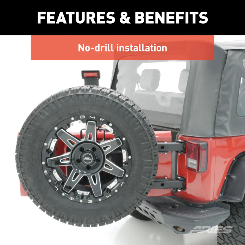 ARIES Jeep Wrangler JK Heavy-Duty Spare Tire Carrier Model 2563000 - Image 8