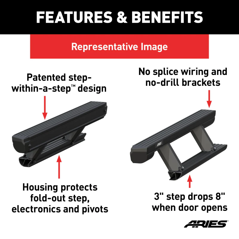 ARIES ActionTrac 69.6" Powered Electric Running Boards (No Brackets) Model 3025165 - Image 13