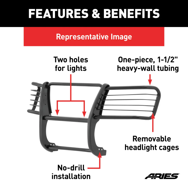 ARIES Black Steel Grille Guard, Select Ford F-250, F-350, F-450, F-550 Super Duty Model 3061 - Image 6