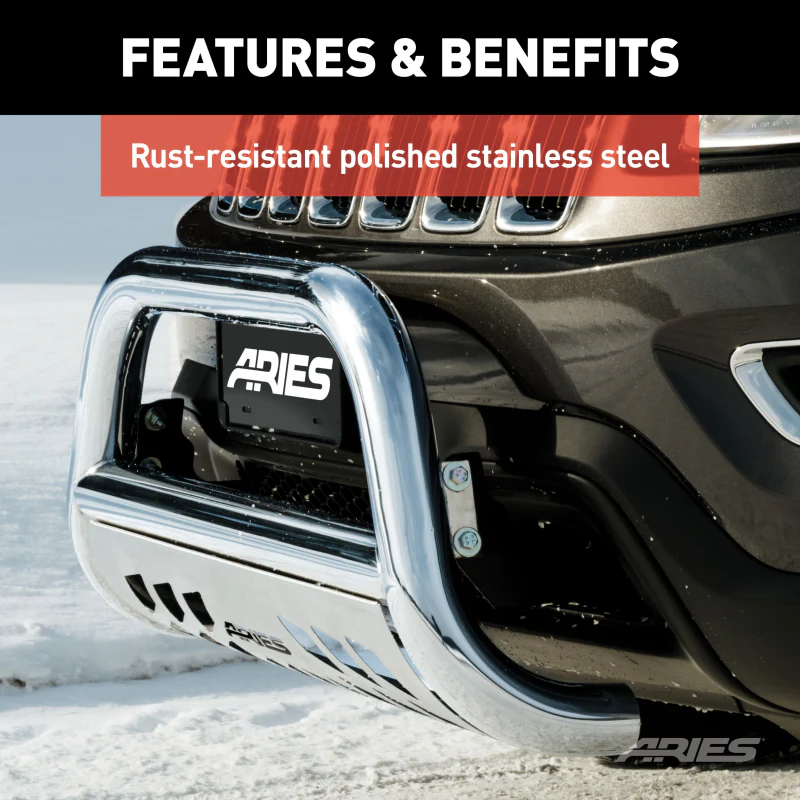ARIES 3" Polished Stainless Bull Bar, Select Nissan Frontier, Pathfinder, Xterra Model 35-9002 - Image 8