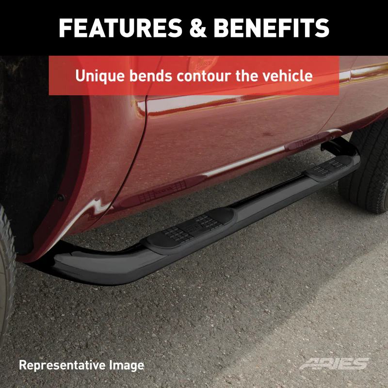 ARIES 3" Round Black Steel Side Bars, Select Jeep Wrangler JK Unlimited Model 35700 - Image 5
