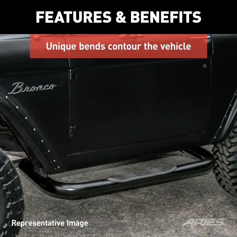 ARIES 3" Round Black Steel Side Bars, Select Jeep Wrangler JK Model 35800 - Image 5