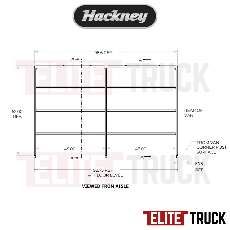 Hackney Van Shelving with Ladder Shelf for Curb Side Ford Transit 48"-48" 148"WB EXT HR Van - Image 3
