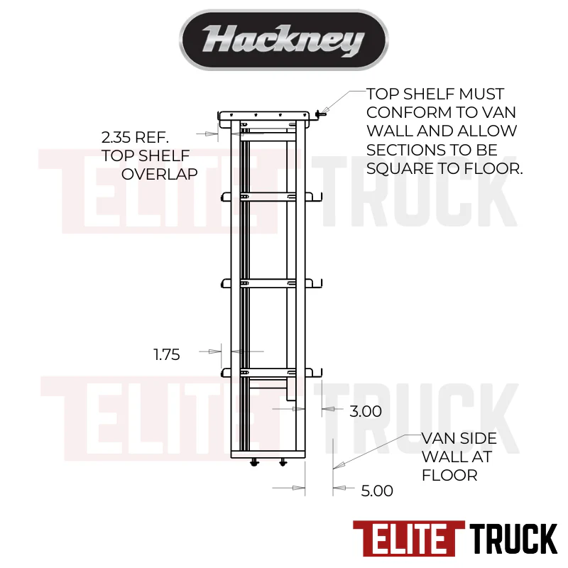 Hackney Van Shelving with Ladder Shelf for Curb Side Ford Transit 48"-48" 148"WB EXT HR Van - Image 4