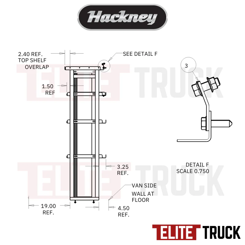 Hackney Van Shelving with Ladder Shelf for Driver Side Ram Promaster 46"-46" 159"WB HR Van - Image 4
