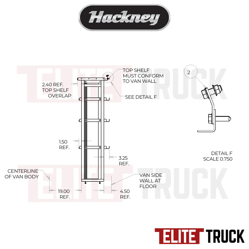 Hackney Van Shelving with Ladder Shelf for Curb Side Ram Promaster 23"-46" 159"WB HR Van - Image 4