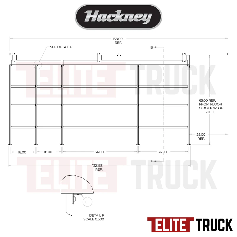 Hackney Van Shelving with Pipe and Ladder Shelf for Driver Side for Box Truck 18"-18"-54"-36"-(28" Open) 23" Deep - Image 3