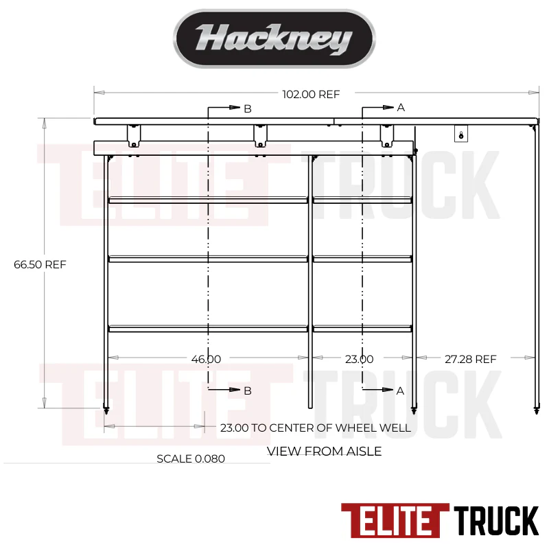 Hackney Van Shelving with Pipe and Ladder Shelf for Driver Side Mercedes Sprinter 46"-23"-(27" Open) 144" WB HR - Image 3
