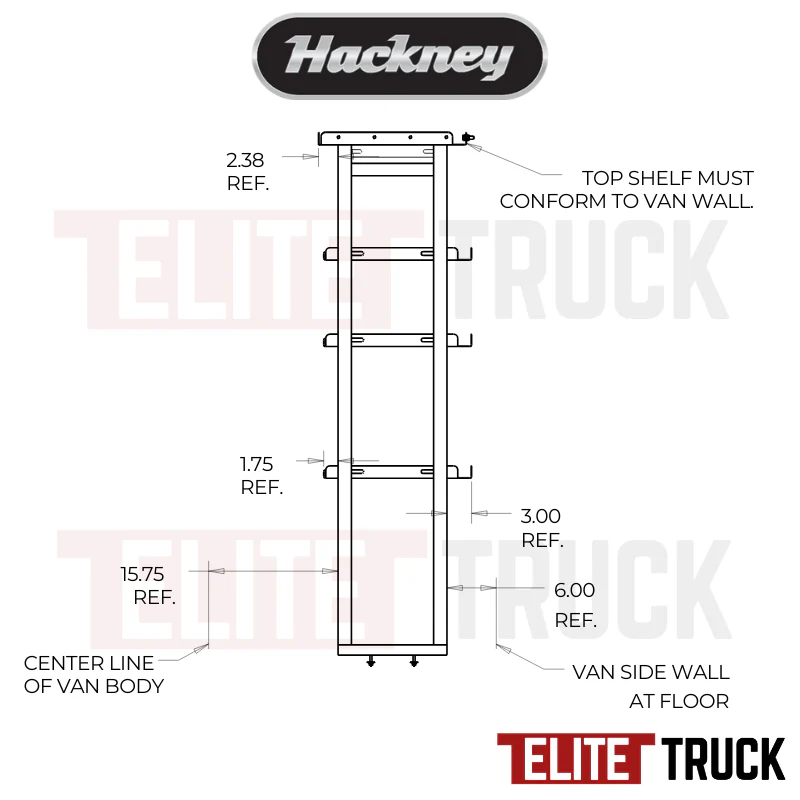 Hackney Van Shelving with Ladder Shelf for Curb Side Mercedes Sprinter 46" 144"WB HR - Image 3