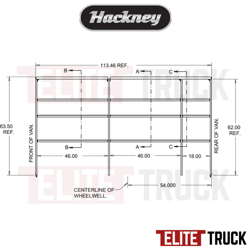 Hackney Van Shelving with Ladder Shelf for Curb Side Mercedes Sprinter 46"-46"-18" 170"WB EXT HR - Image 3