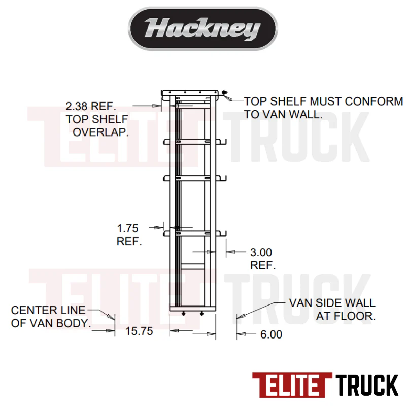 Hackney Van Shelving with Ladder Shelf for Curb Side Mercedes Sprinter 46"-46"-18" 170"WB EXT HR - Image 4